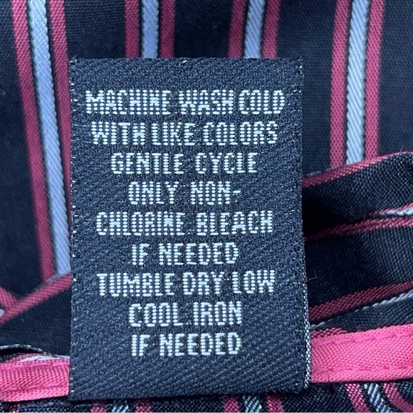 LARGE VINTAGE TANGENTS PINK BLACK STRIPED STRETCH BLOUSE BUTTON FRONT - Picture 10 of 10